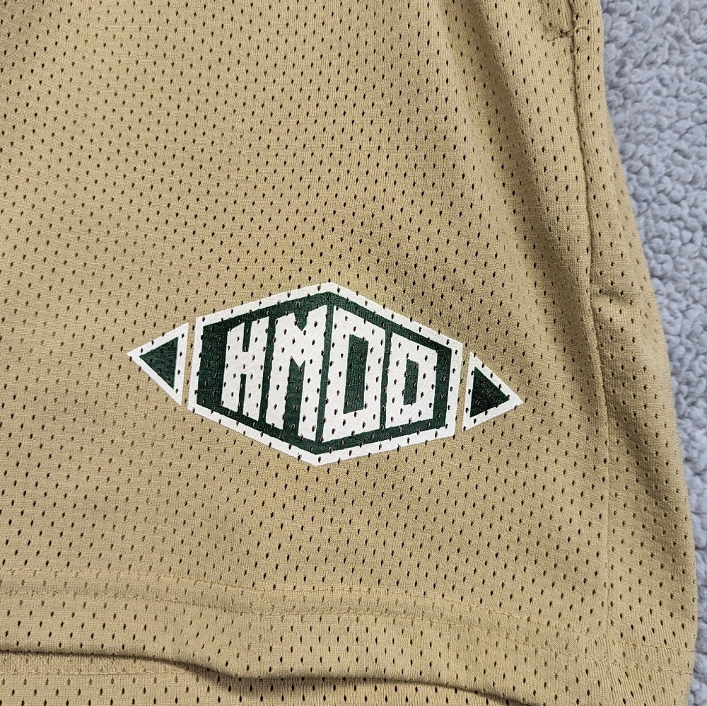 HMDD Shorts Mens Large Happy Memories Don't Die Los Angeles Cali Tan Beige USA - Picture 5 of 14
